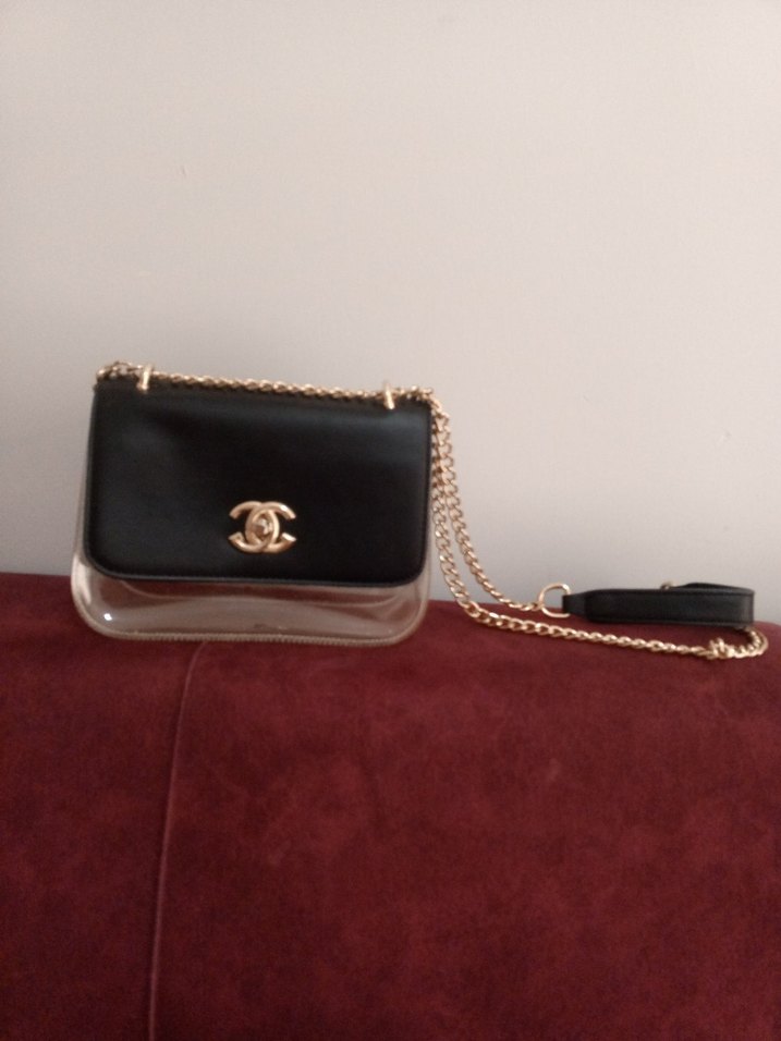 Zincir Detaylı Siyah Deri Kadın Çanta - Görsel 2