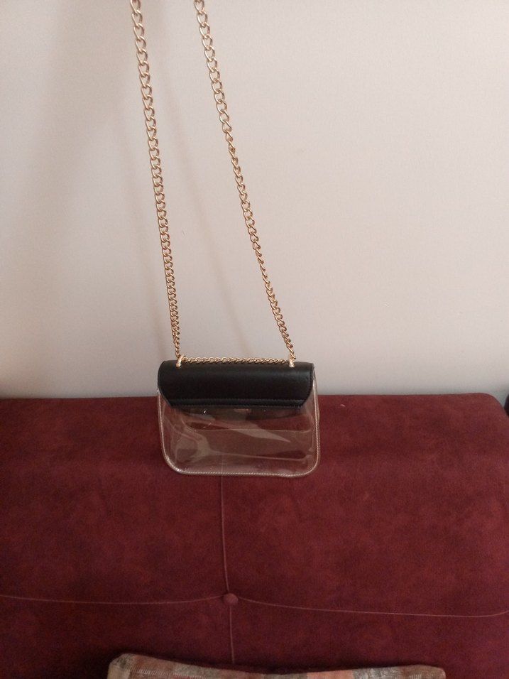 Zincir Detaylı Siyah Deri Kadın Çanta - Görsel 4