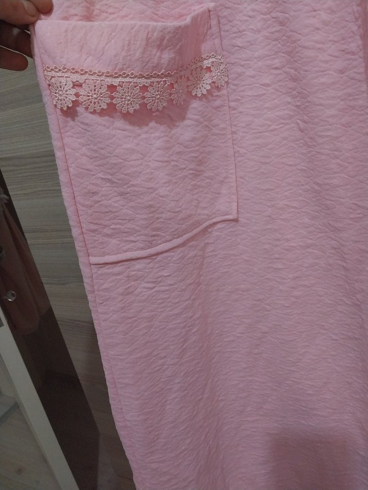 Pembe Uzun Kollu Kadın Sabahlık - Görsel 4