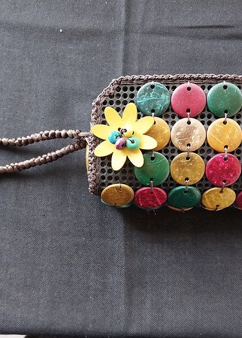 Bohem Tarzda Renkli El Yapımı Çanta Cüzdan 14x7 cm - Görsel 2