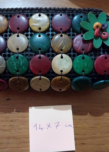 Bohem Tarzda Renkli El Yapımı Çanta Cüzdan 14x7 cm - Görsel 8