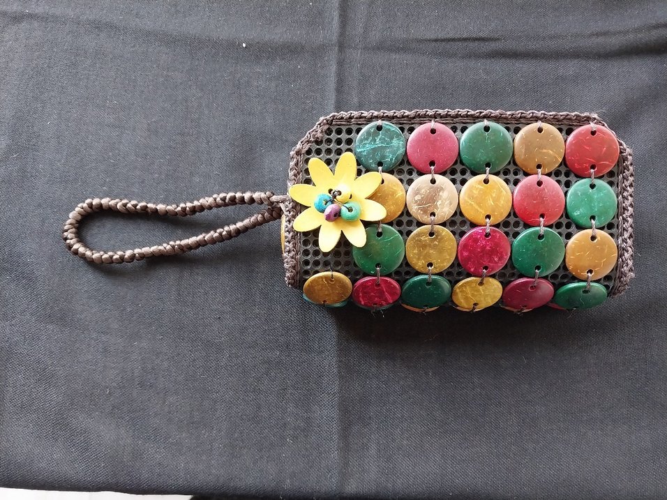 Bohem Tarzda Renkli El Yapımı Çanta Cüzdan 14x7 cm - Görsel 2