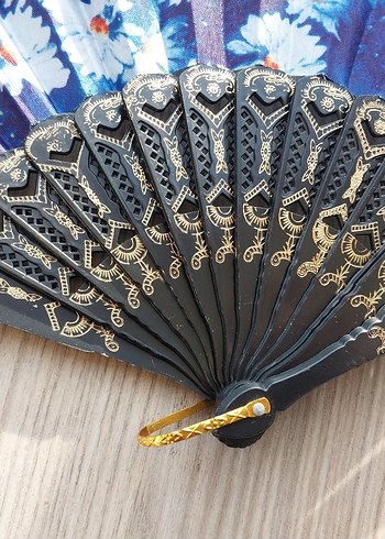 Mavi Çiçekli Dantel Detaylı Yelpaze - Görsel 2