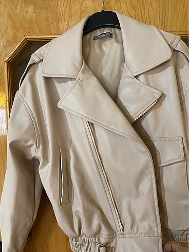 m Beden Krem oversize deri ceket