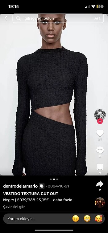 Zara dokulu cut out elbise