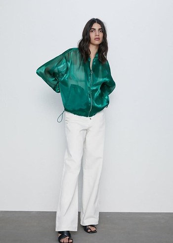 Zara Şeffaf transparan bomber Ceket