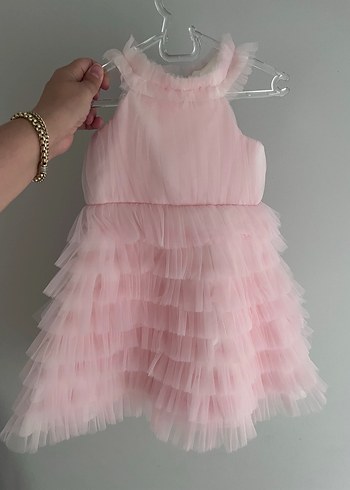 Pembe Fırfırlı Bohem Kız Elbisesi