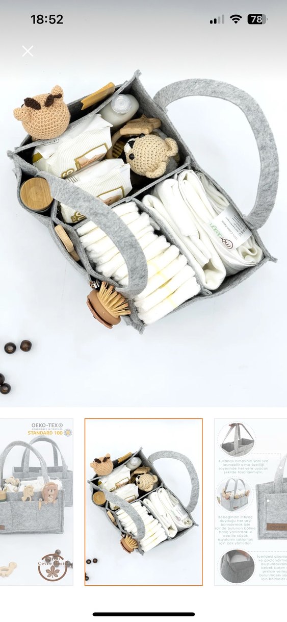 Diger Gri Desenli Bebek Çantası - Görsel 2