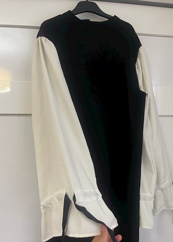 Beyaz Drapeli Uzun Abiye Elbise - Görsel 3