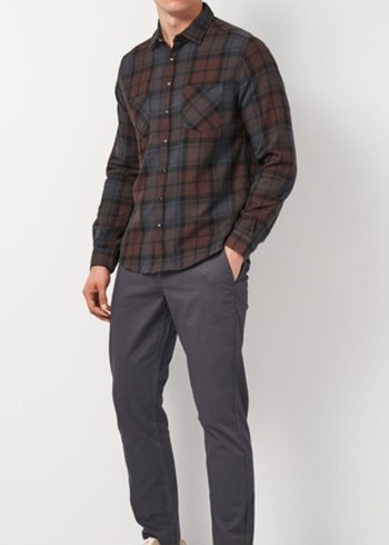 Erkek Uzun Kollu Ekose Gömlek - Görsel 6