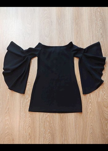 Addax Düşük Omuz Kolu Volanlı Elbise - Görsel 5