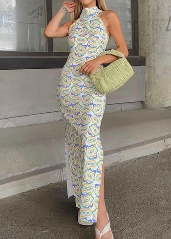 Renkli Batik Desenli Uzun Bohem Elbise - Görsel 7