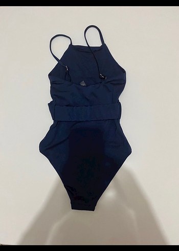 Lacivert Kemerli İnce Askılı Mayo - Görsel 2