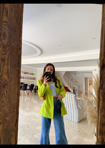 Zara Canli Neon Yesil Blazer Ceket