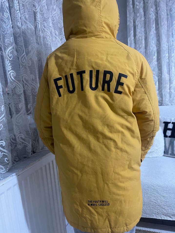 Sarı Düğmeli Erkek ve kız çocuk mont - Görsel 2