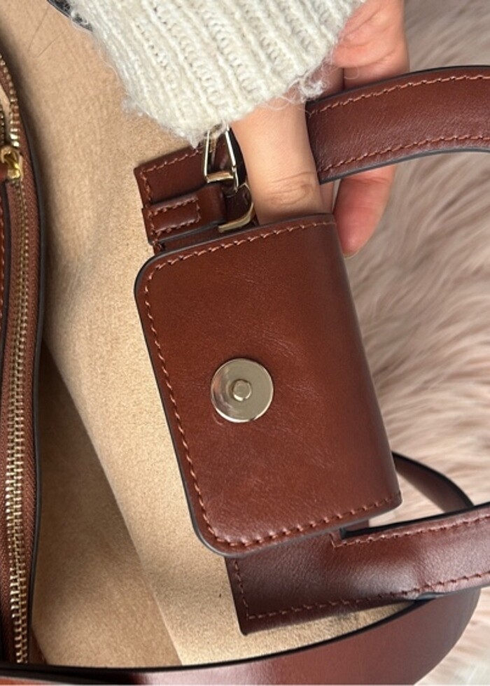 Mango kahverengi kol çantası - Görsel 5