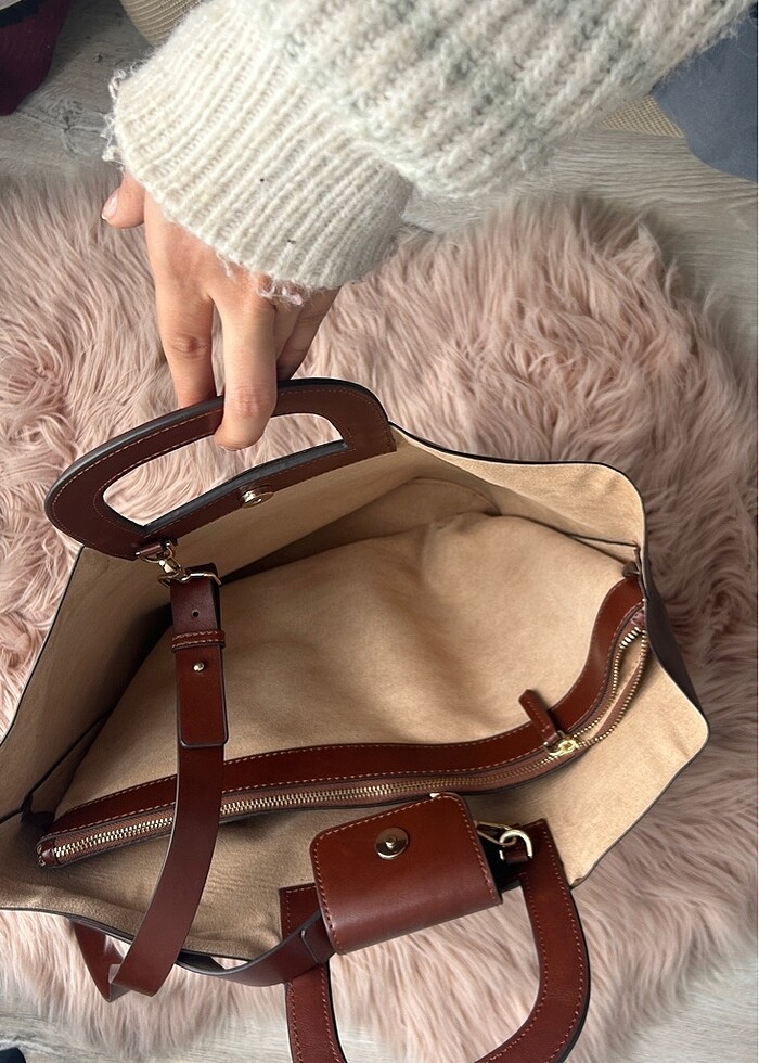 Mango kahverengi kol çantası - Görsel 4