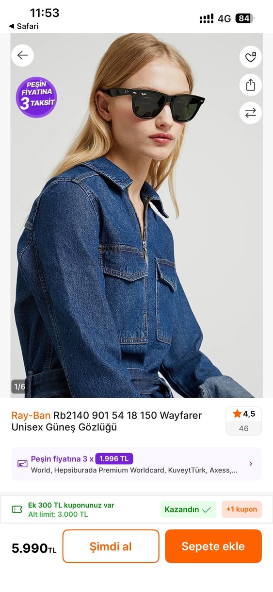 Ray-Ban Siyah Parlak Klasik Kadın Güneş Gözlüğü - Görsel 5