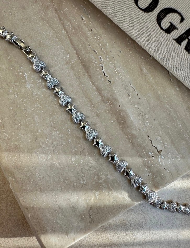 Xuping Silver Kalp ve Yıldız Desen Bileklik - Görsel 2