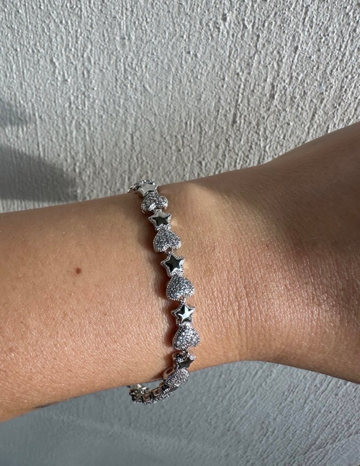 Xuping Silver Kalp ve Yıldız Desen Bileklik - Görsel 3