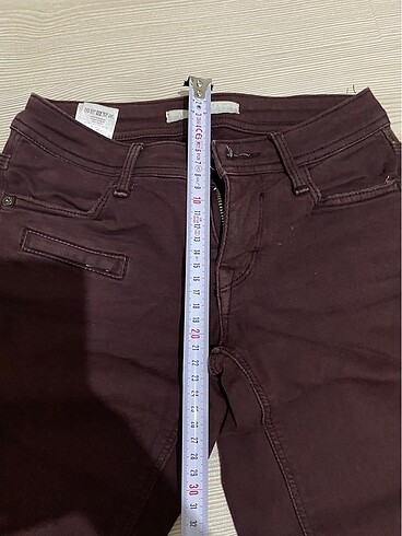 Orta bel bordo keten kot - Görsel 7