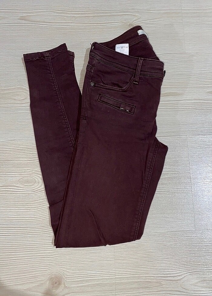 Orta bel bordo keten kot - Görsel 3