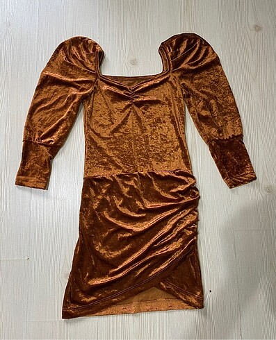 Kiremit kadife elbise - Görsel 3