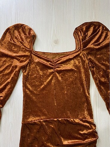 Kiremit kadife elbise - Görsel 4