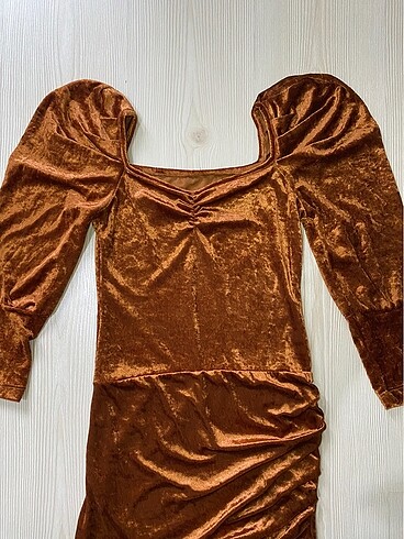 Kiremit kadife elbise - Görsel 7