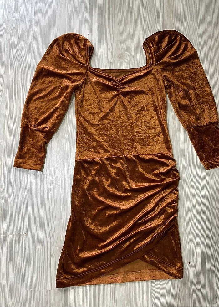 Kiremit kadife elbise - Görsel 3