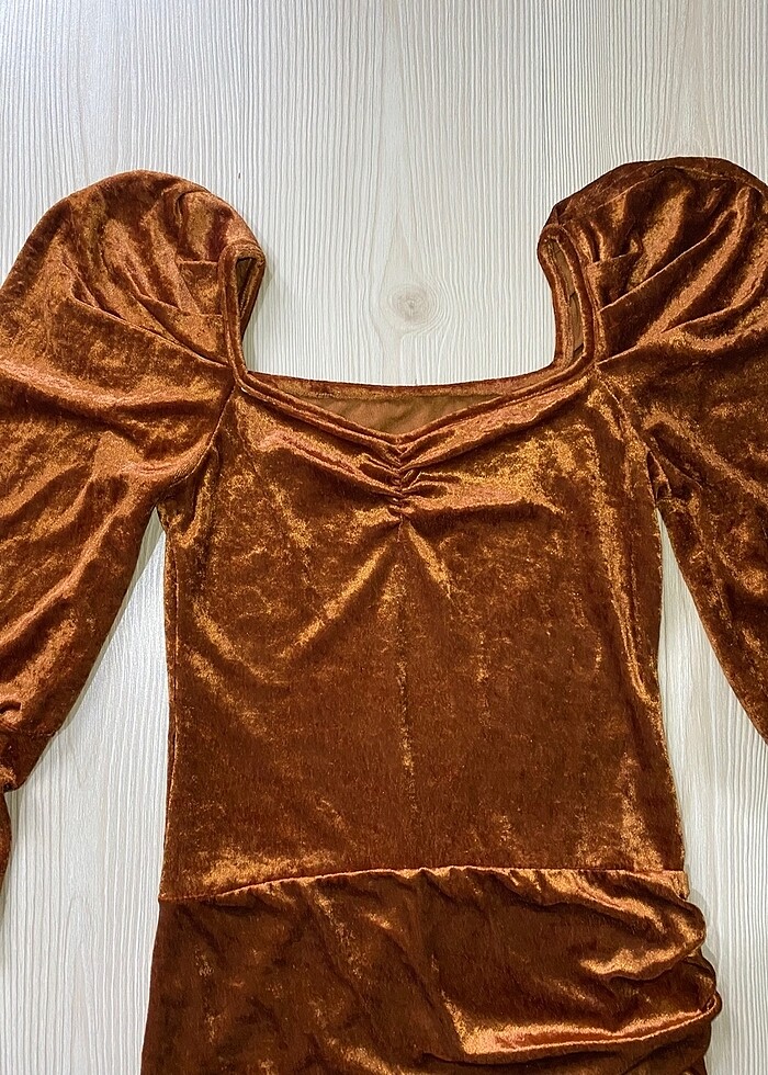 Kiremit kadife elbise - Görsel 4