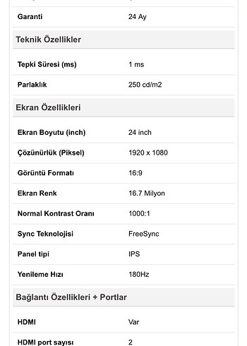 ViewSonic Gaming 24" IPS Monitör, 180Hz, 1ms - Görsel 7