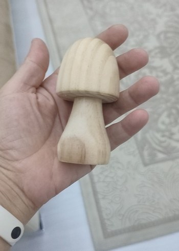 Bej Renkli Ahşap Mantar Figür