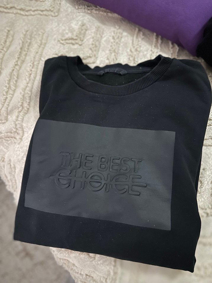 Siyah Baskılı erkek Sweatshirt - Görsel 2