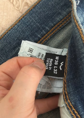 Erkek  Mavi Midi Boy Rahat Kesim Kot Pantolon - Görsel 3