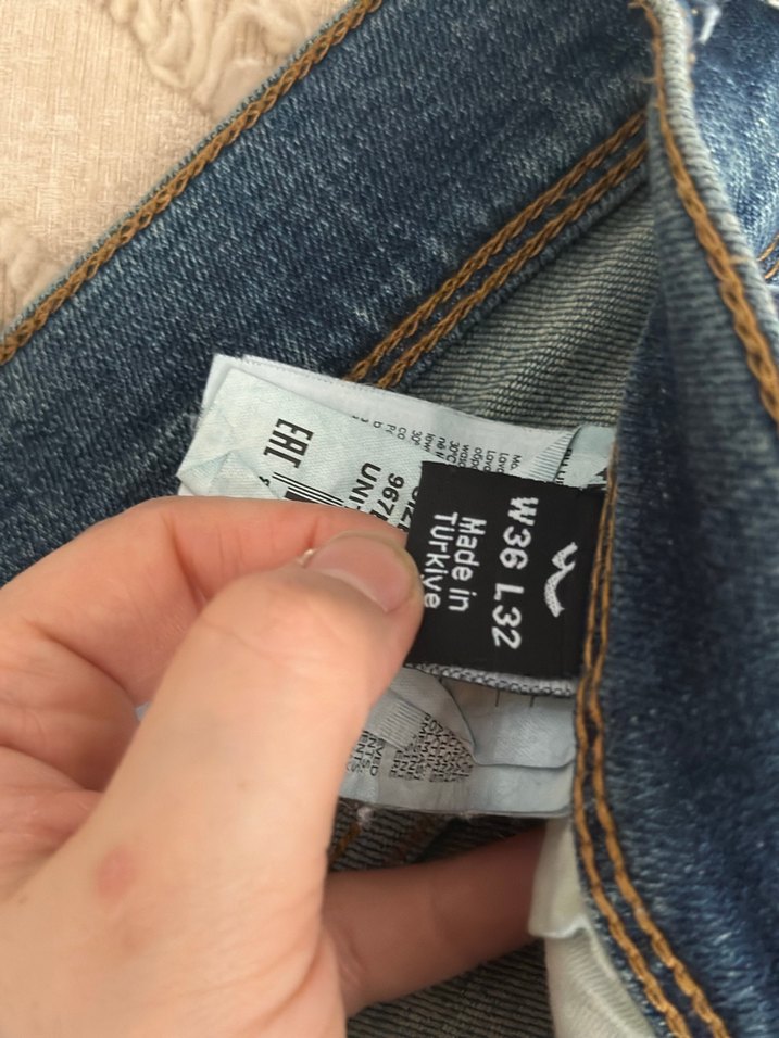 Erkek  Mavi Midi Boy Rahat Kesim Kot Pantolon - Görsel 3