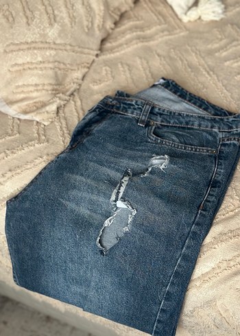 Gevşek Kesim Mavi erkek Denim Jean - Görsel 3