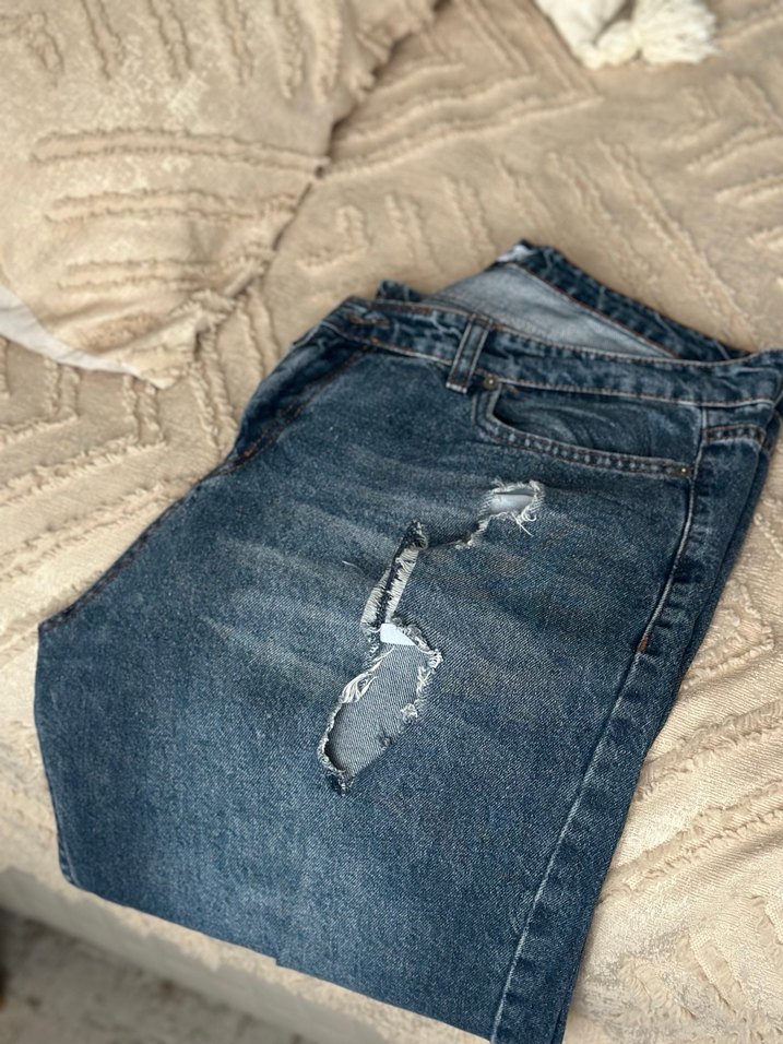 Gevşek Kesim Mavi erkek Denim Jean - Görsel 3