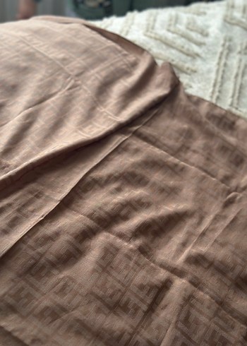 Camel F desen pamuk şal - Görsel 3