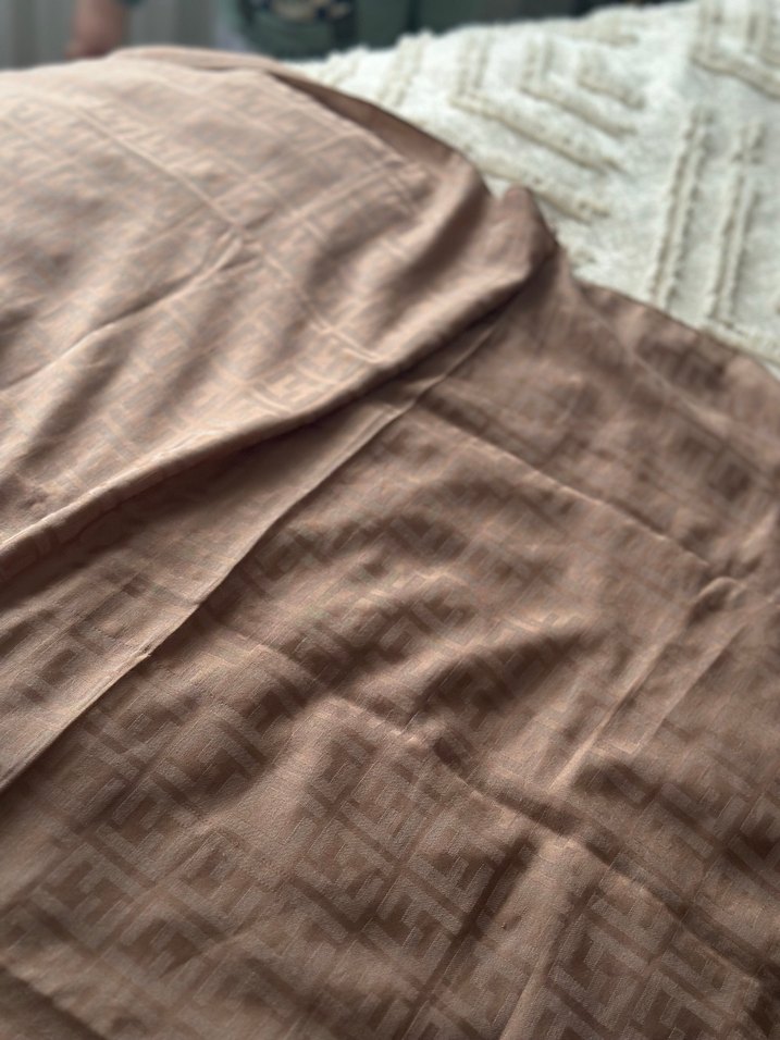 Camel F desen pamuk şal - Görsel 3