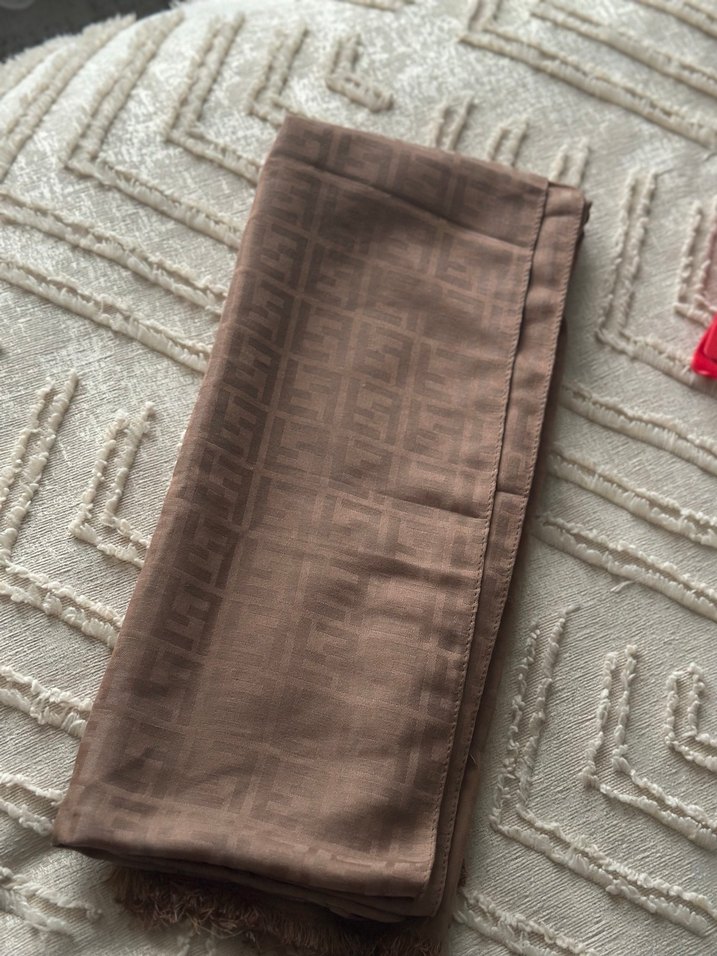 Camel F desen pamuk şal - Görsel 2