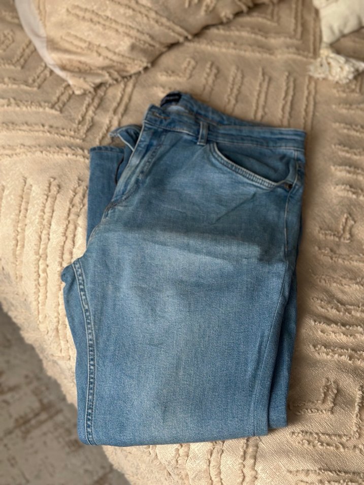 Erkek Mavi Rahat Kesim Midi Kot Pantolon - Görsel 5