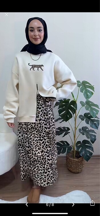 l Beden Sweat + leopar desen etek