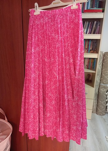 Pembe Piliseli Uzun Bohem Etek