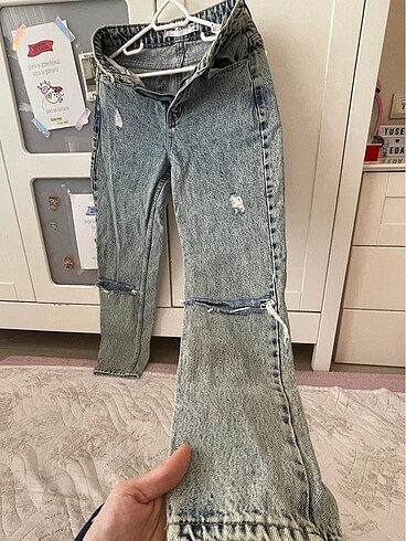 l Beden çeşitli Renk Koton kot pantalon jean yırtık momm model