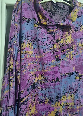 Diğer Mor Batik Desenli Uzun Kadın tunik