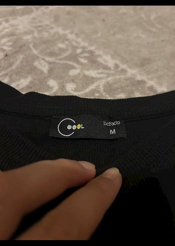 m Beden siyah Renk Siyah Kadın Kısa Kollu Pamuk Tişört