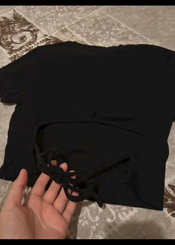 m Beden Siyah Kadın Kısa Kollu Pamuk Tişört