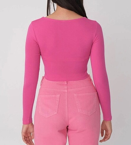 m Beden U yaka crop bluz