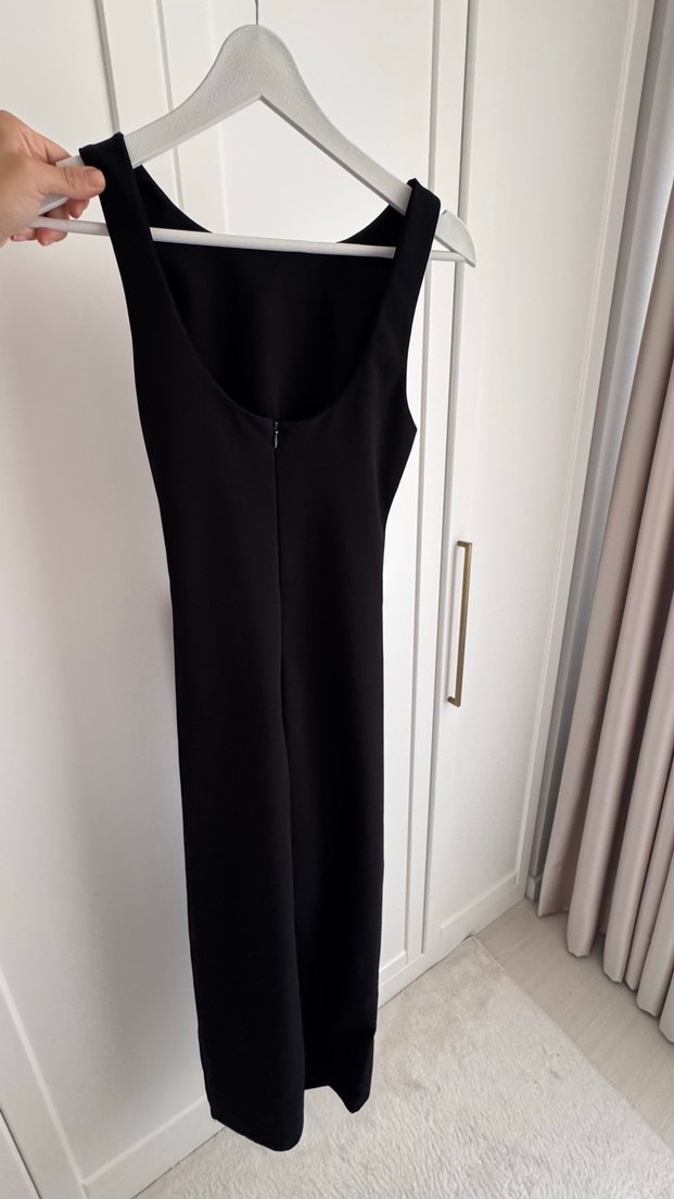 Siyah drapeli elbise - Görsel 3